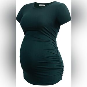 Smallshow Women's Maternity Shirt Tops Side Ruched Pregnancy Clothes Summer